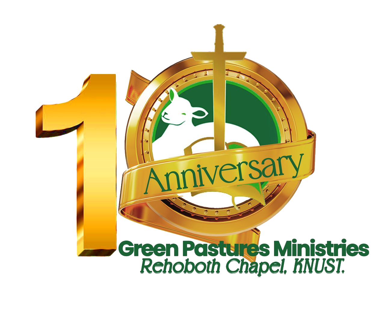 Green Pastures Ministries 10th anniversary logo